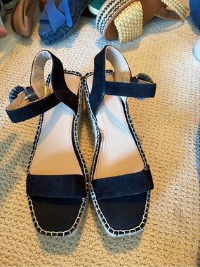 Boden Black Espadrille Ankle-Strap Sandals